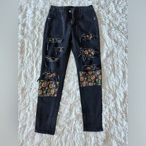 Black sunflower skinny jeans